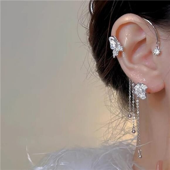 Sexy Butterfly Tassel Style Non Pierced Earrings Butterfly Earrings For Women - Picture 3 of 5